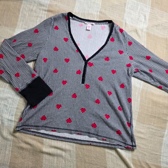y2k Victoria's Secret Girly Femi Cottage Coquette Gingham & Hearts Thermal PJ's - Picture 5 of 14